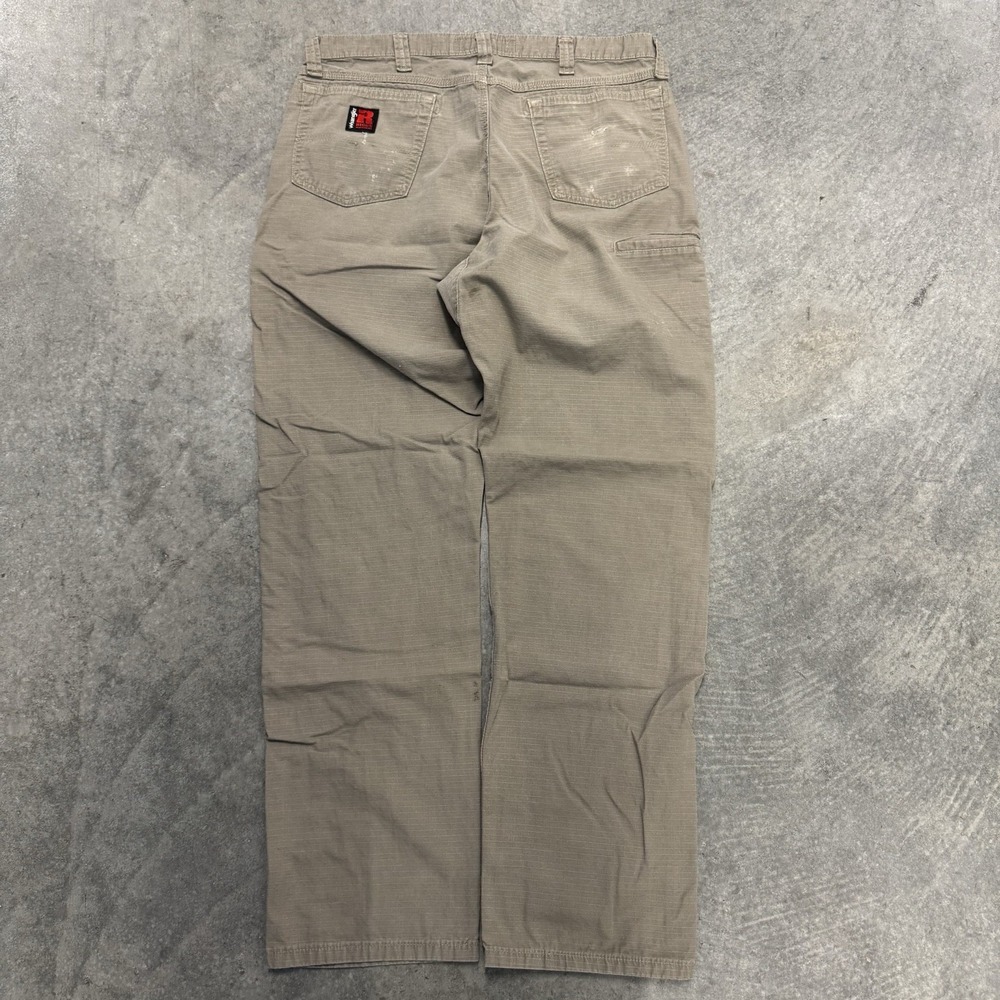 Men's Wrangler Riggs Pants Tan Biege Workwear Utility Distressed 36x32